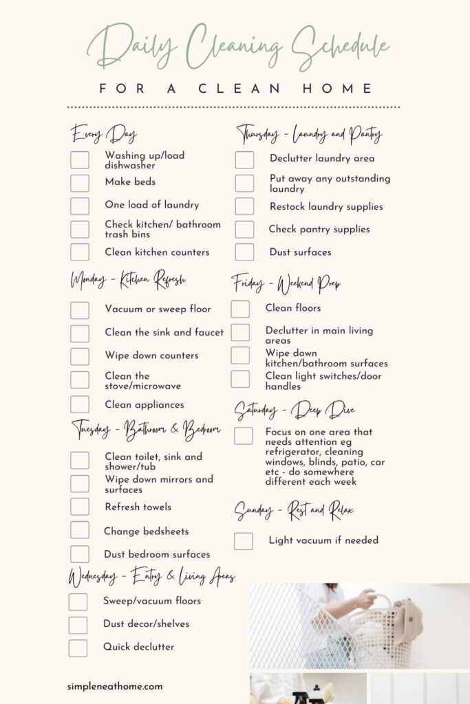 A quick and easy printable cleaning schedule 