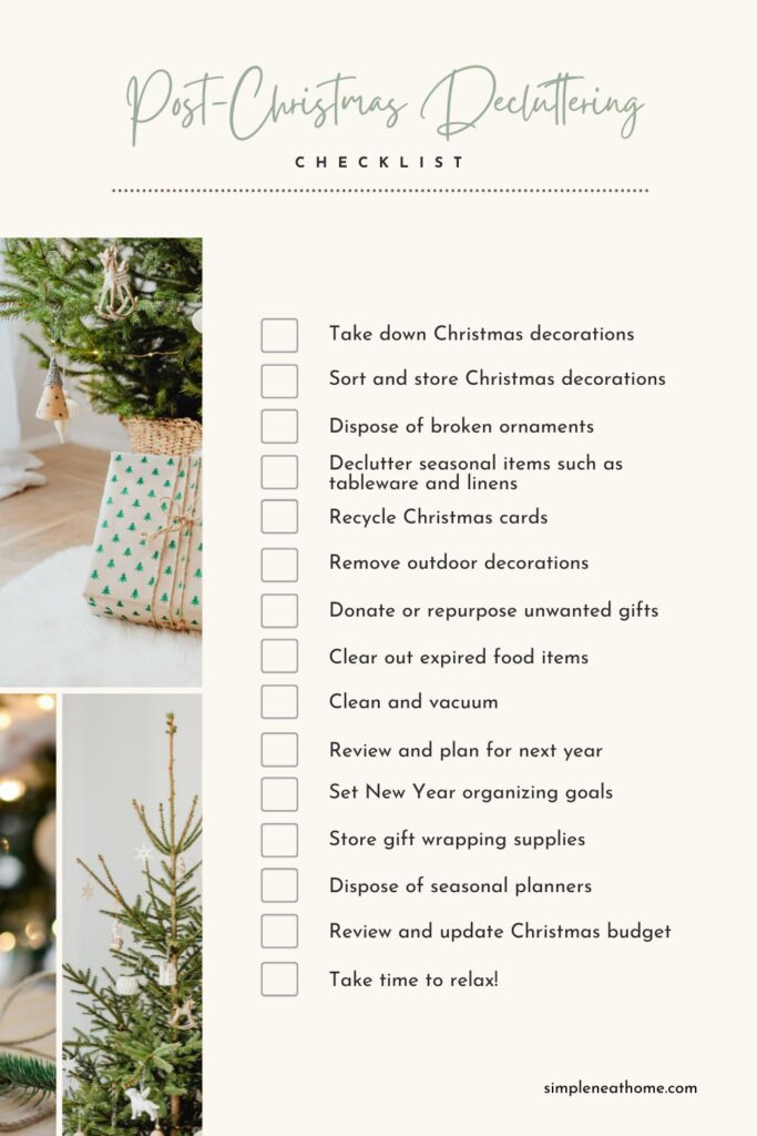 A post-Christmas decluttering checklist to keep a track of getting the house back to normal after Christmas