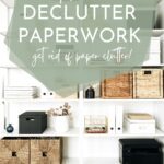Pinterest image for how to declutter paperwork by Simple Neat Home