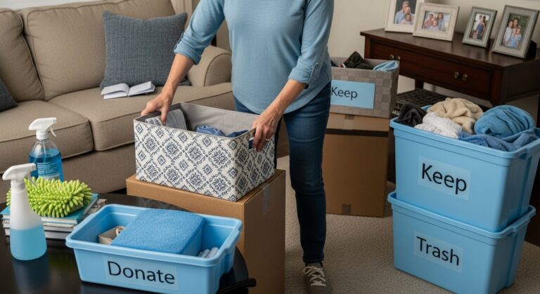 living room decluttering checklist