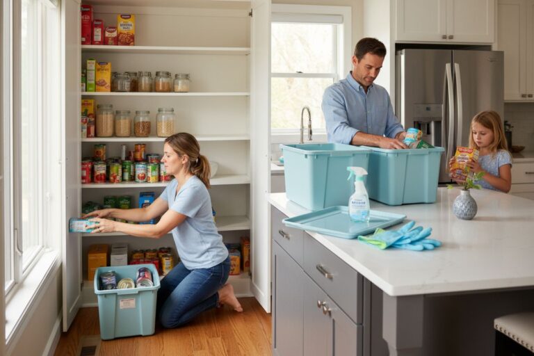 emptying pantry, kitchen organization